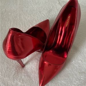 Brand new red metallic basic court heels. 4” heels from Pretty Little Thing.